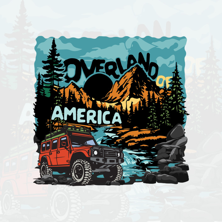 Overland of America. Adventure and Outdoors Illustration