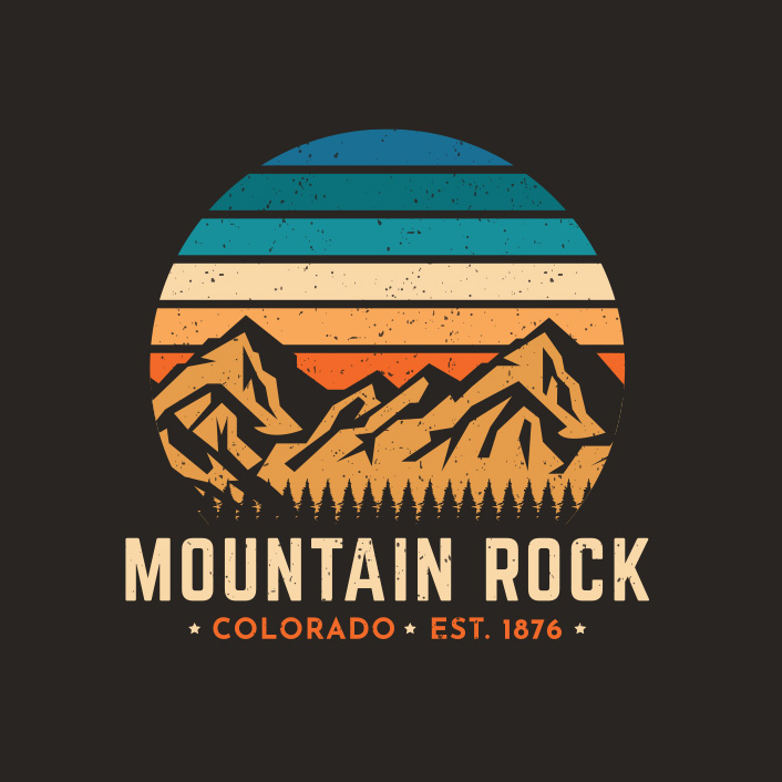 Mountain Rock Colorado. Mountaineers Vintage Illustration Design