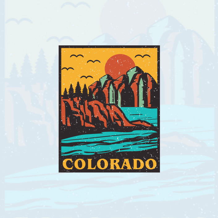 Mountain Rock Colorado. Mountaineers Vintage Illustration Design