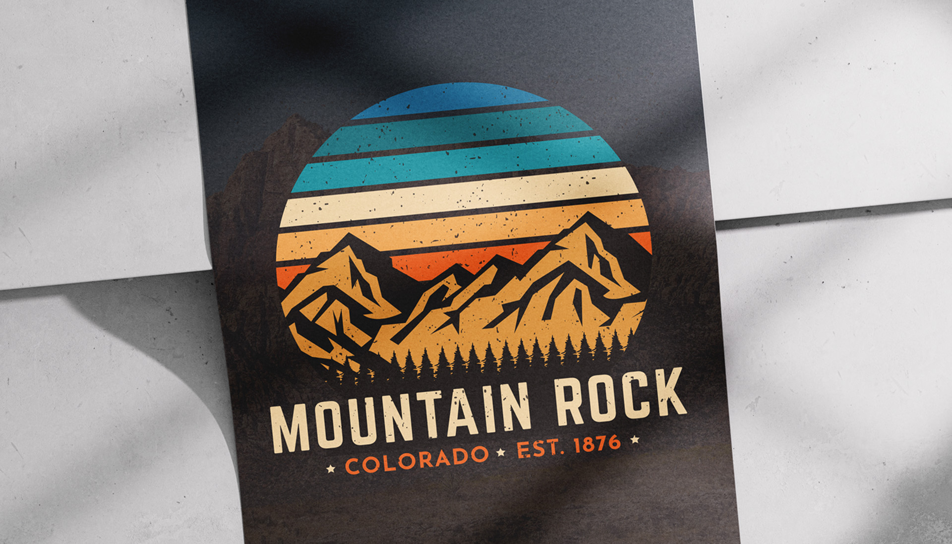 Project image of Mountain Rock Colorado. Mountaineers Vintage Illustration Design