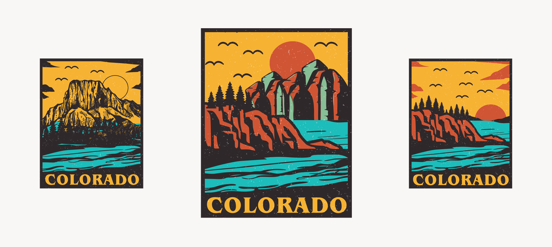 Project image of Mountain Rock Colorado. Mountaineers Vintage Illustration Design