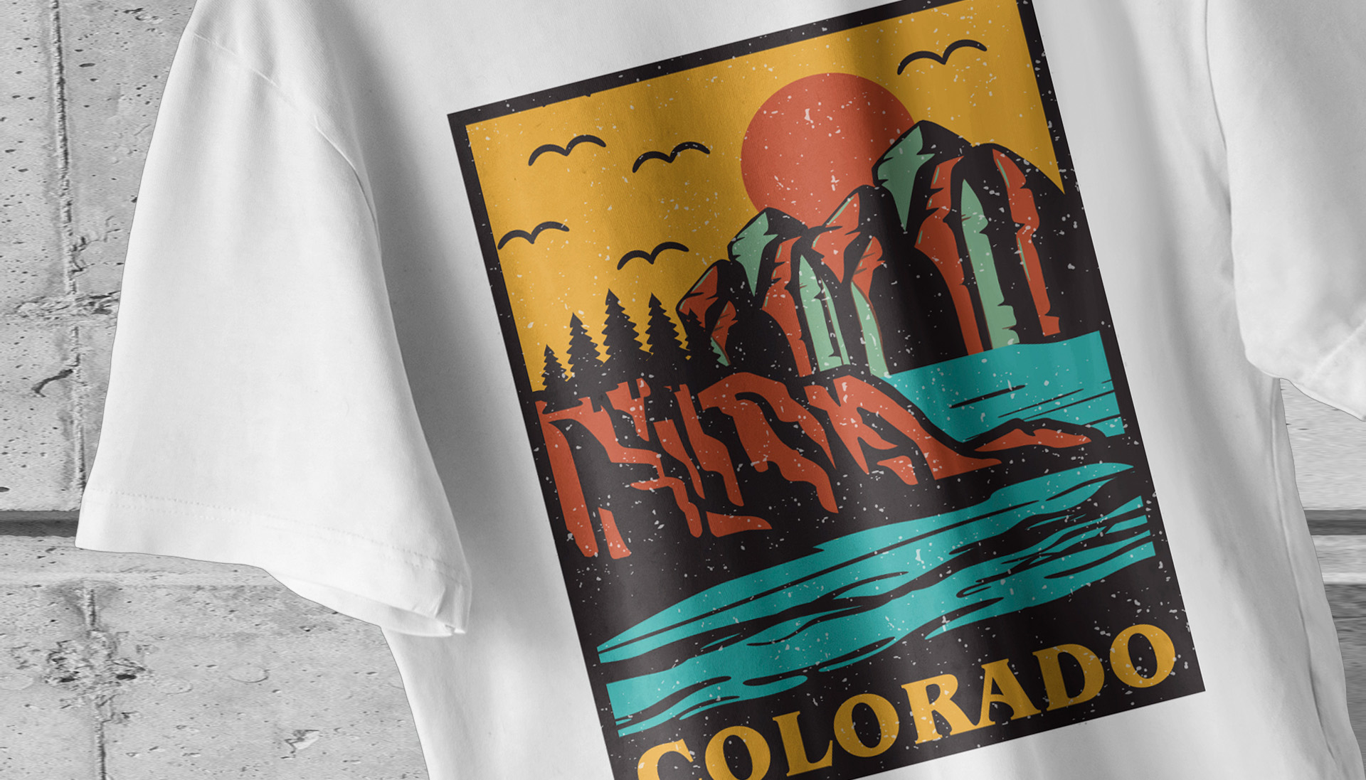 Project image of Mountain Rock Colorado. Mountaineers Vintage Illustration Design